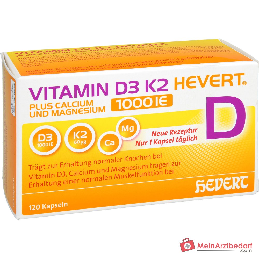 Hevert Vitamin D3 K2 Kapseln 1000 IE, 120 St.