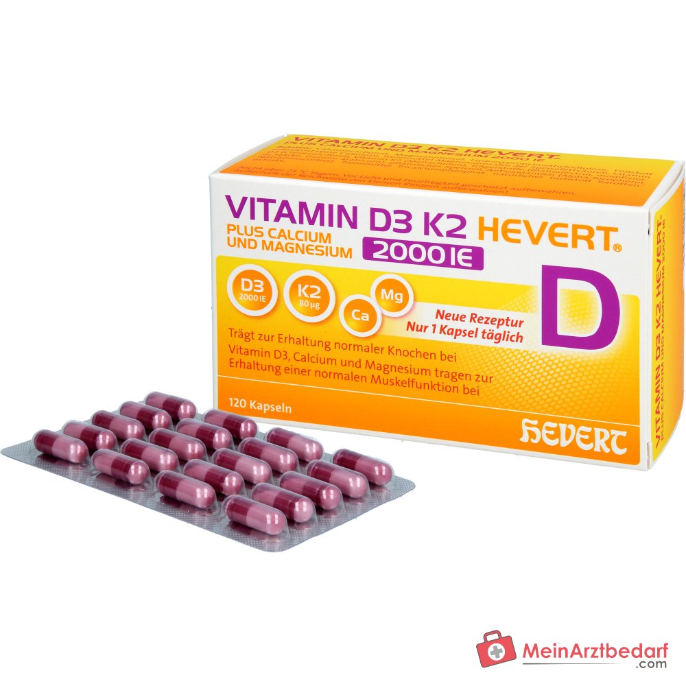 Hevert Vitamin D3 K2 2000 IE, 120 St.