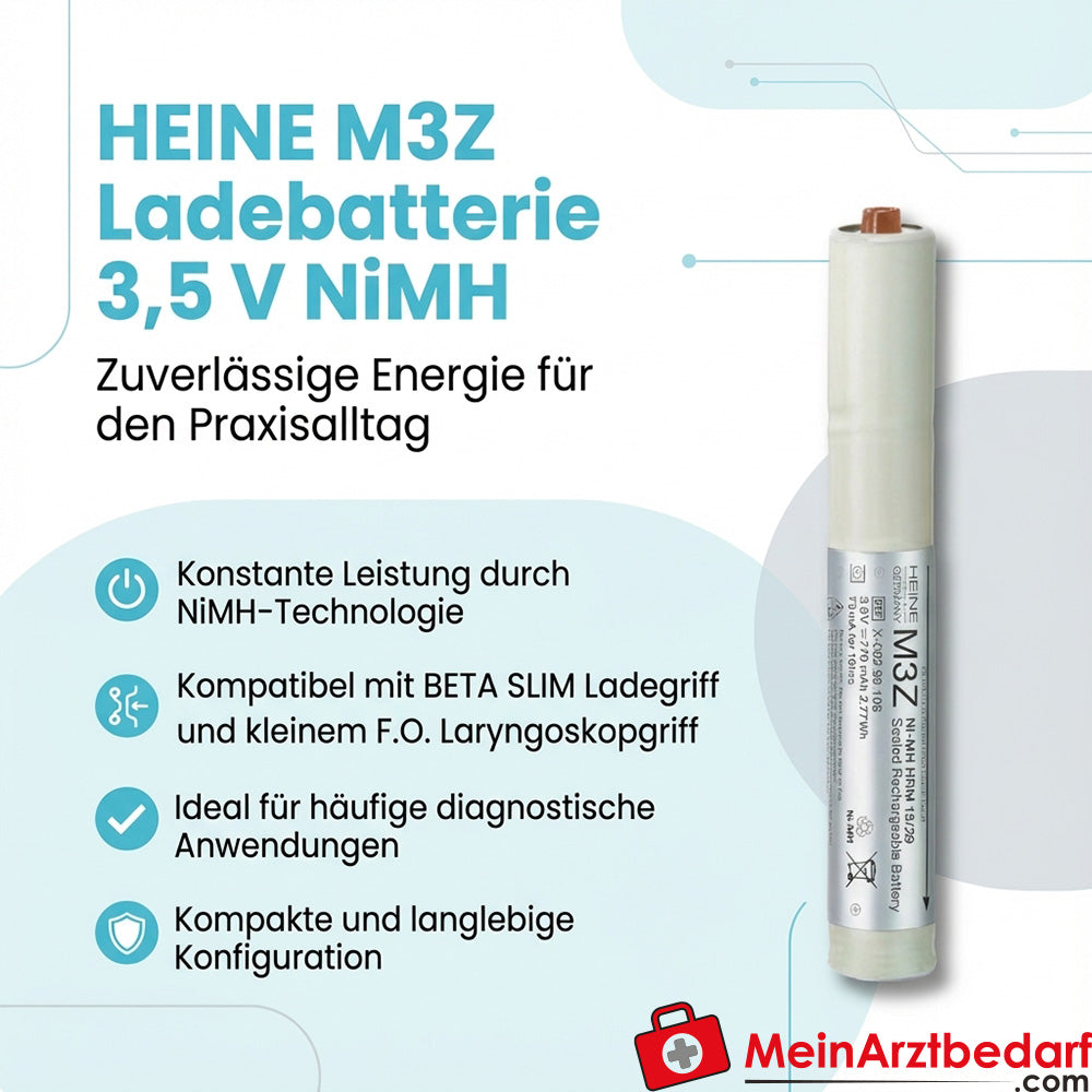 HEINE M3Z Ladebatterie 3,5 V NiMH für BETA SLIM Ladegriff und kleinen F.O. Laryngoskopgriff