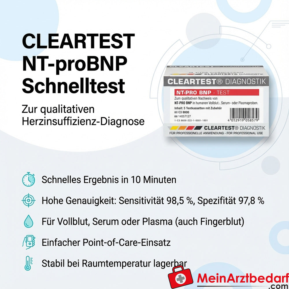 Cleartest® NT-proBNP rapid test test cassette In vitro diagnostic 5 pieces