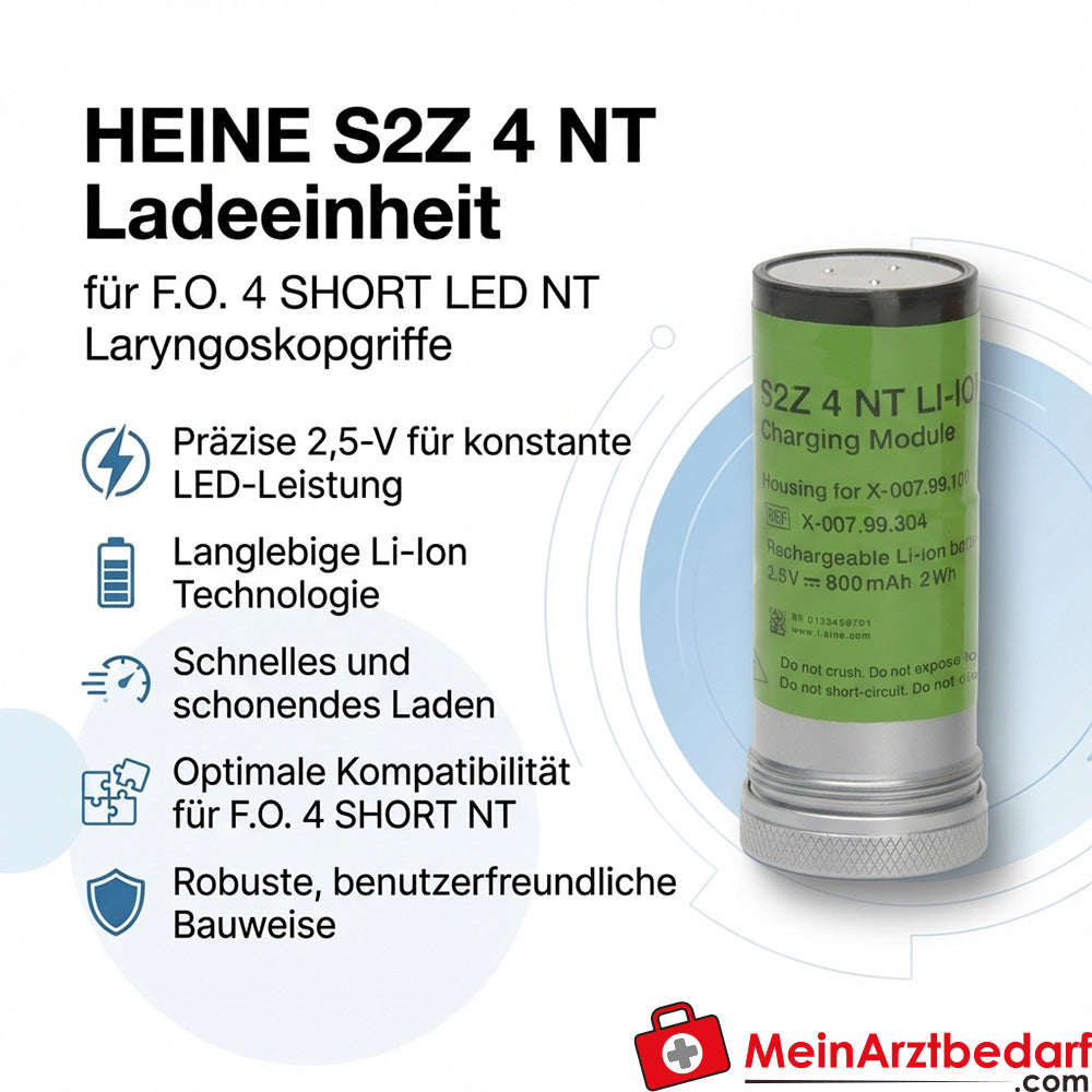 Heine S2Z 4 NT oplaadeenheid 2,5 V Li-Ion voor F.O. 4 SHORT LED NT laryngoscoopbeugel