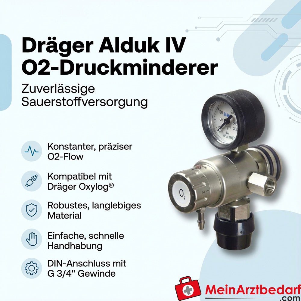 Dräger Alduk IV O2 pressure regulator DIN connection G 3/4