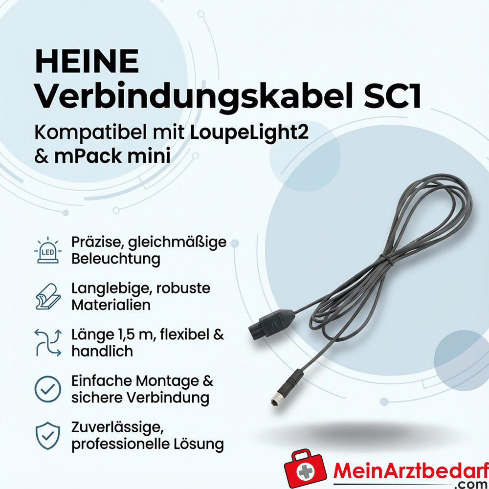 Heine connecting cable SC1 1.5 m Ø 2.4 mm compatible with LoupeLight2 and mPack mini