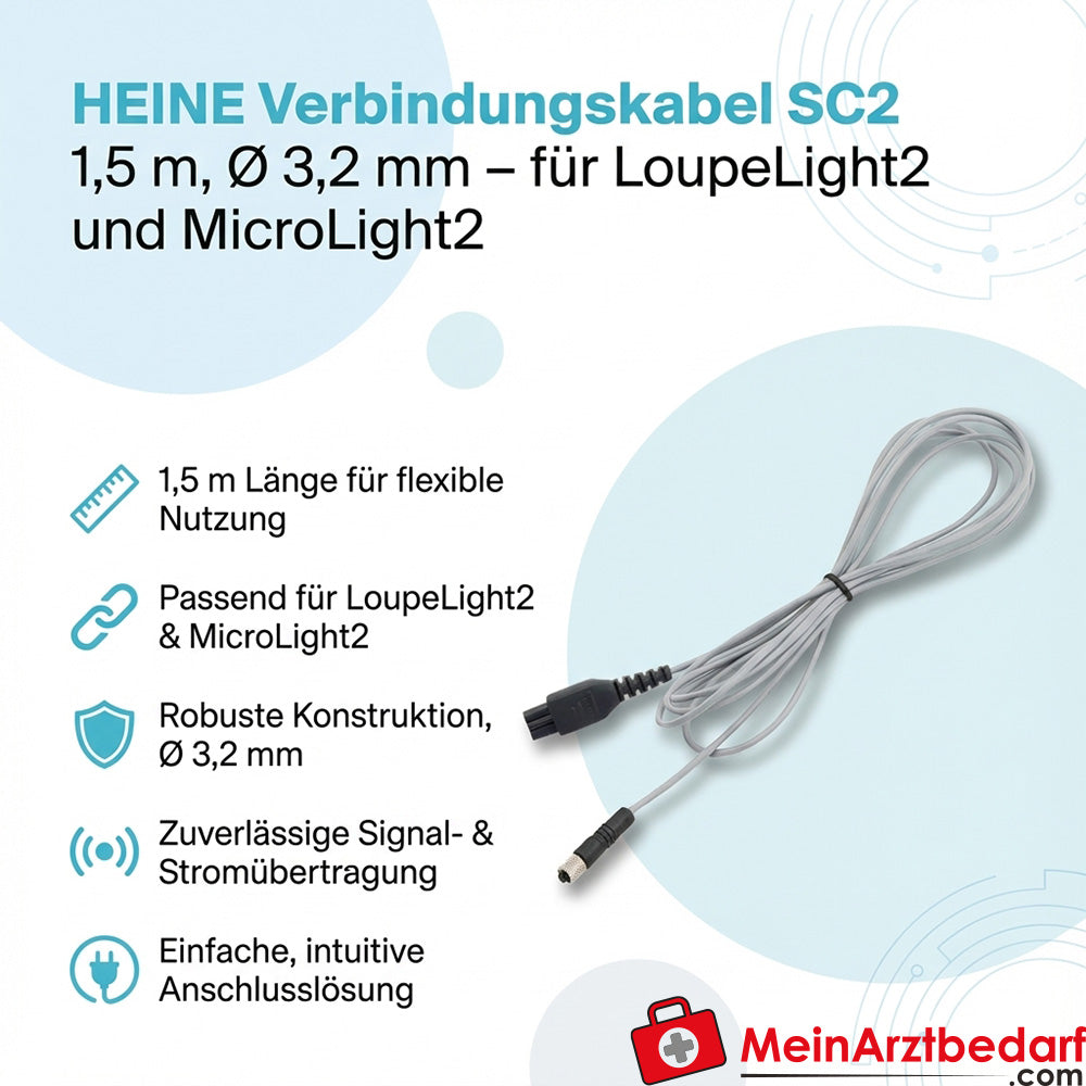 Heine connecting cable SC2 1.5 m Ø 3.2 mm for LoupeLight2/MicroLight2 to mPack mini