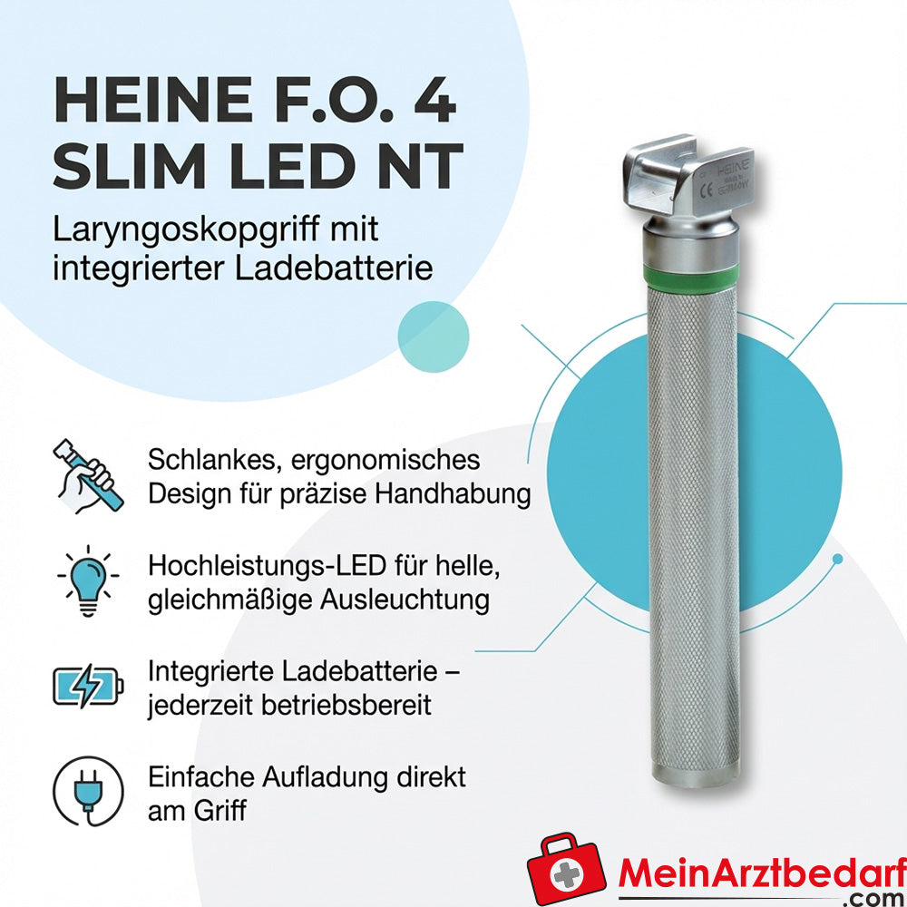 Heine F.O.4 Slim LED NT laryngoscoopbeugel met geïntegreerde oplaadbatterij