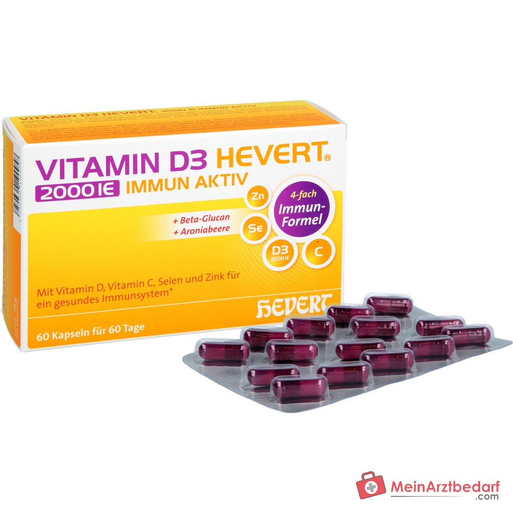 Hevert Vitamin D3 2000 IE Immun Aktiv Vitamin Kapseln, 60 St.
