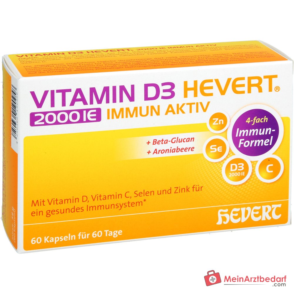 Hevert Vitamin D3 2000 IE Immun Aktiv Vitamin Kapseln, 60 St.