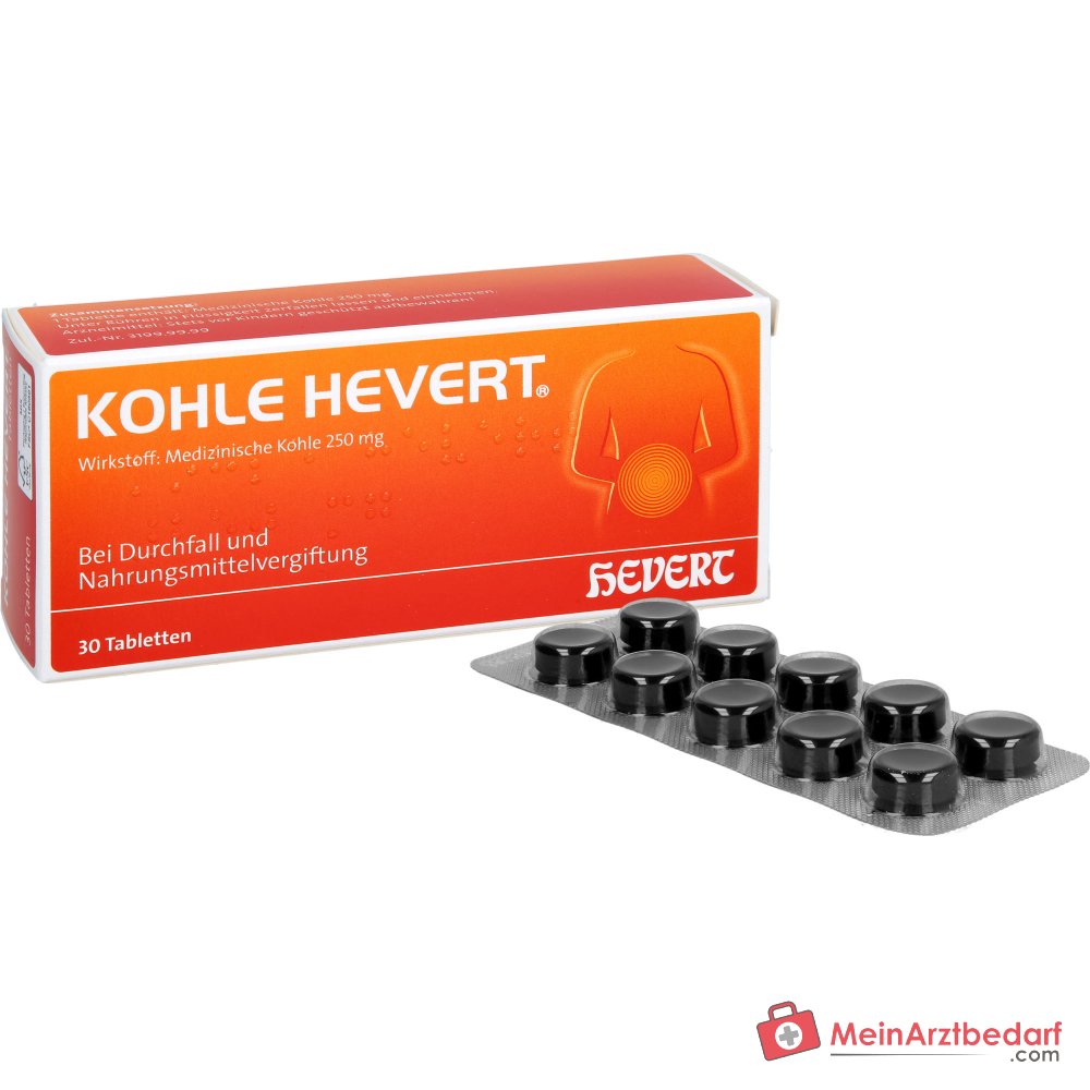 Tabletas de carbón Hevert, 30 ud.