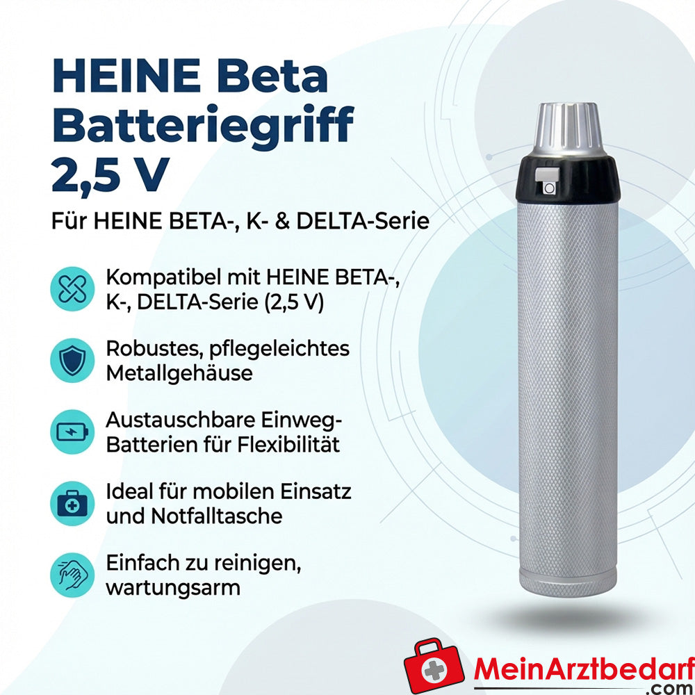 Heine Beta battery handle 2.5 V for BETA/K/DELTA series, metal, 2×LR14