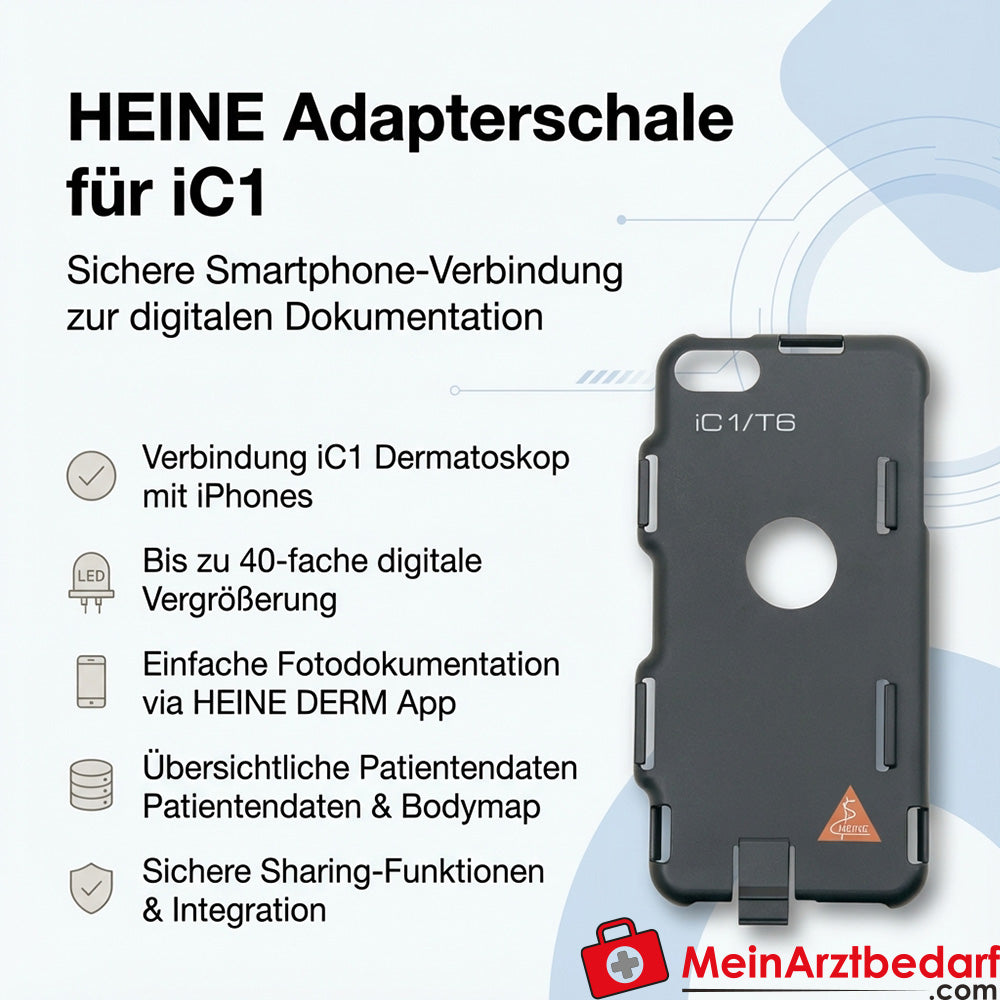 Heine Smartphone iC1 adapter shell for iPhone, compatible with iC1 dermatoscope
