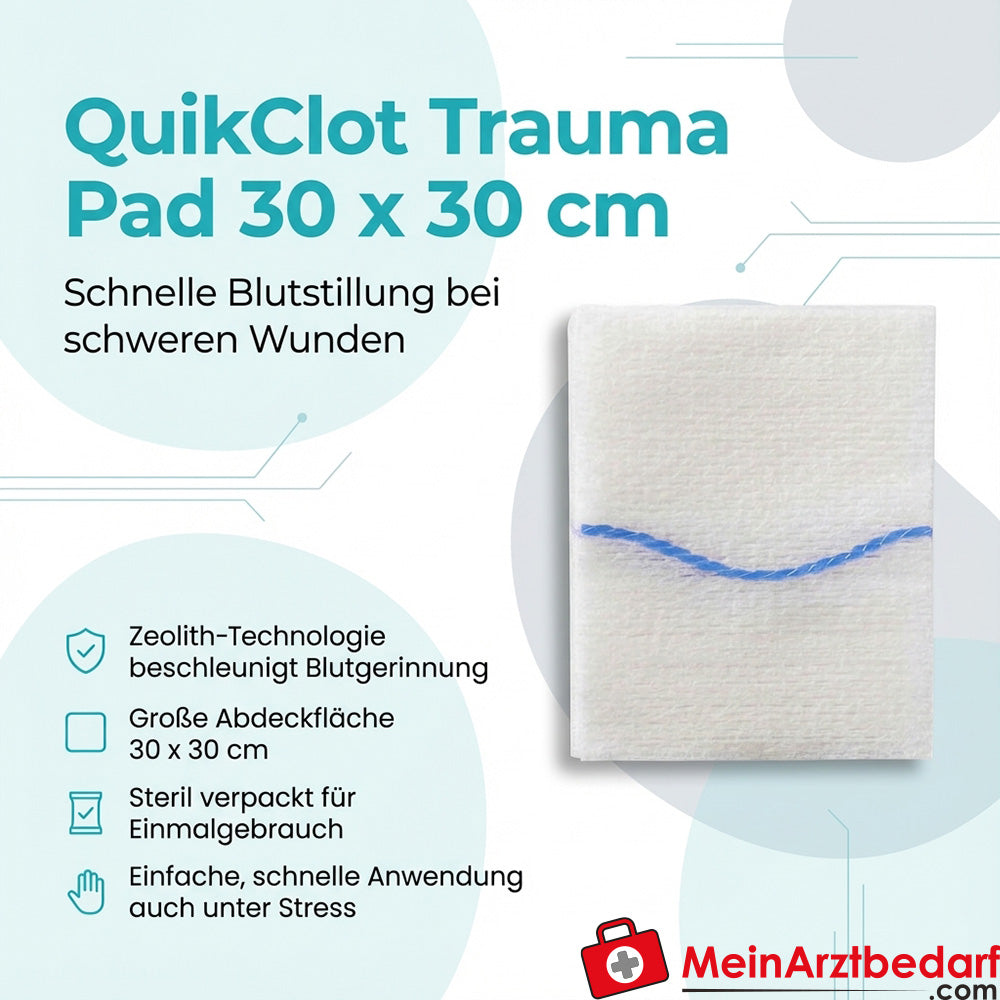 QuikClot Trauma Pad Zeolite 30 x 30 cm sterile single use 10 pieces