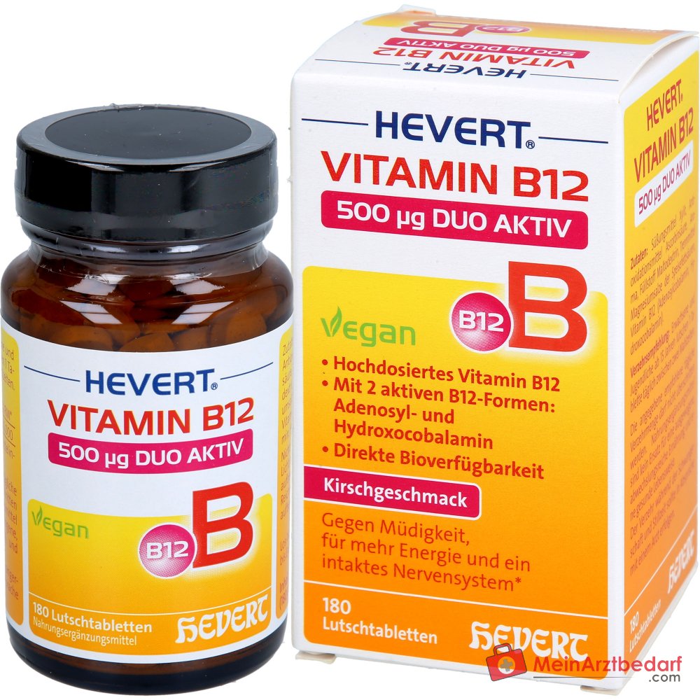 Hevert Vitamine B12 500 µg Duo Aktiv Comprimés à sucer, 180 pièces.