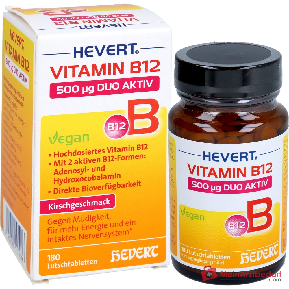 Hevert Vitamine B12 500 µg Duo Aktiv Comprimés à sucer, 180 pièces.