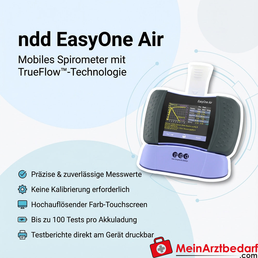 ndd EasyOne Air mobiles Spirometer TrueFlow Akku Touchscreen