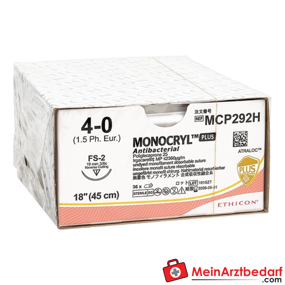 Ethicon Monocryl Plus Nahtmaterial, ungefärbt monofil.