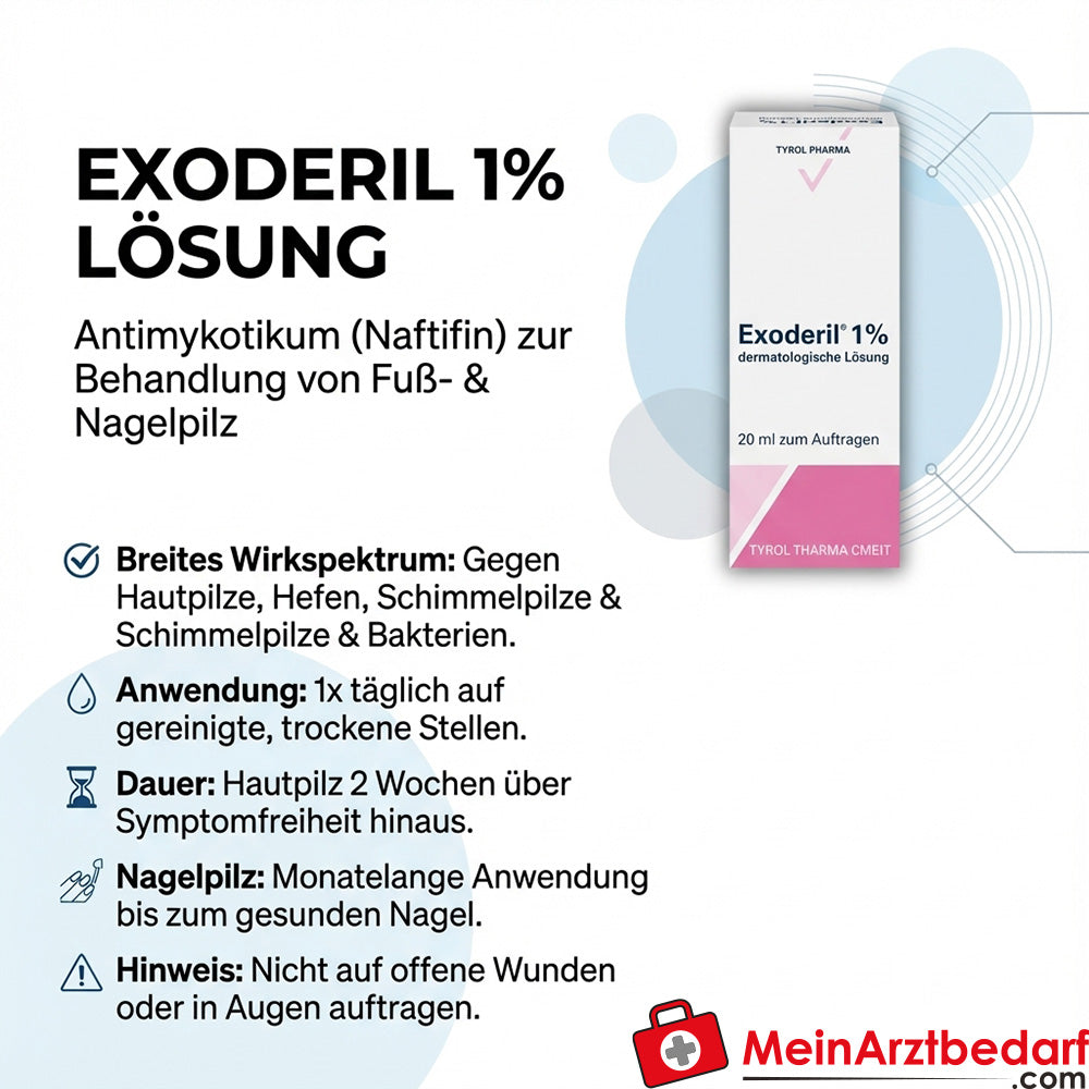 Exoderil 1% dermatologische Lösung 20 ml Antimykotikum (Naftifin) gegen Fuß und Nagelpilz