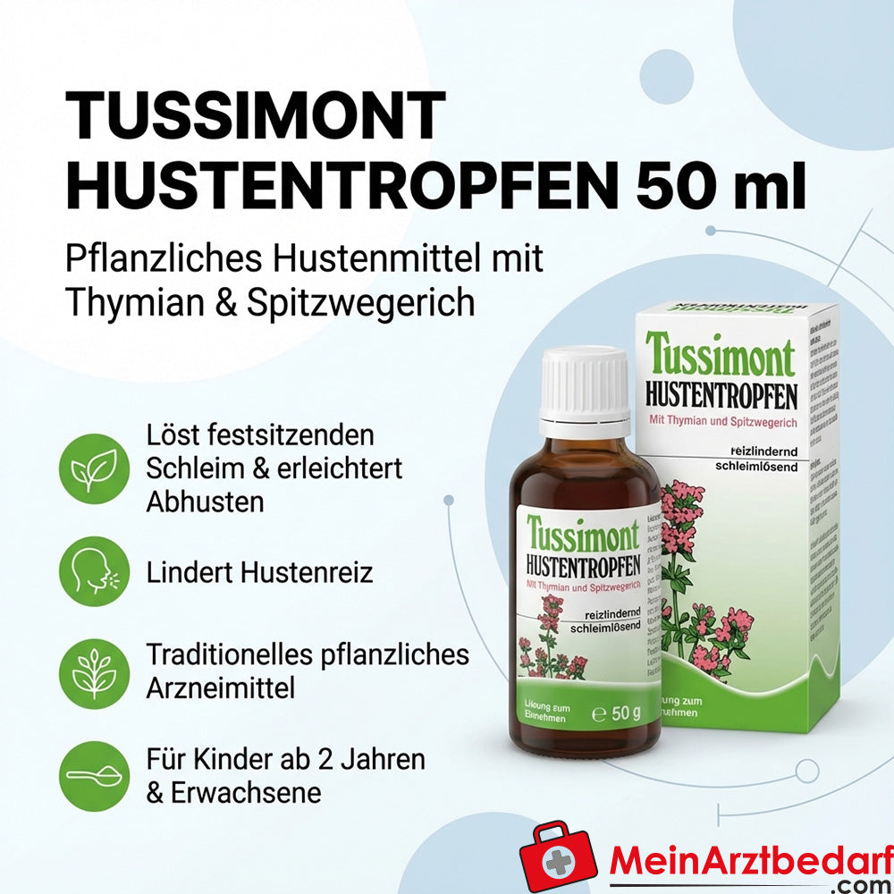 Pharmonta Tussimont pastillas para la tos 50 ml - remedio herbal para la tos con tomillo y llantén ribwort