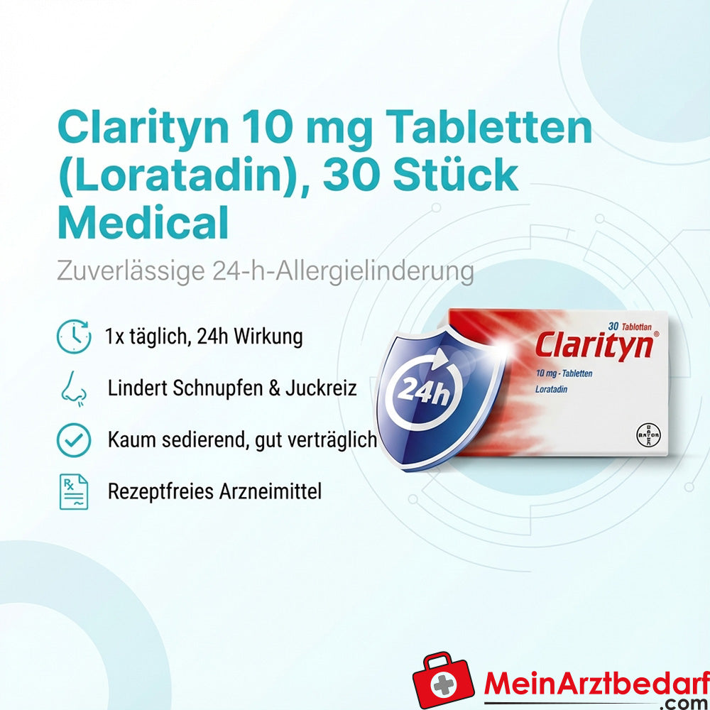 Clarityn 10 mg tabletki (loratadyna), 30 sztuk - 1 tabletka dziennie