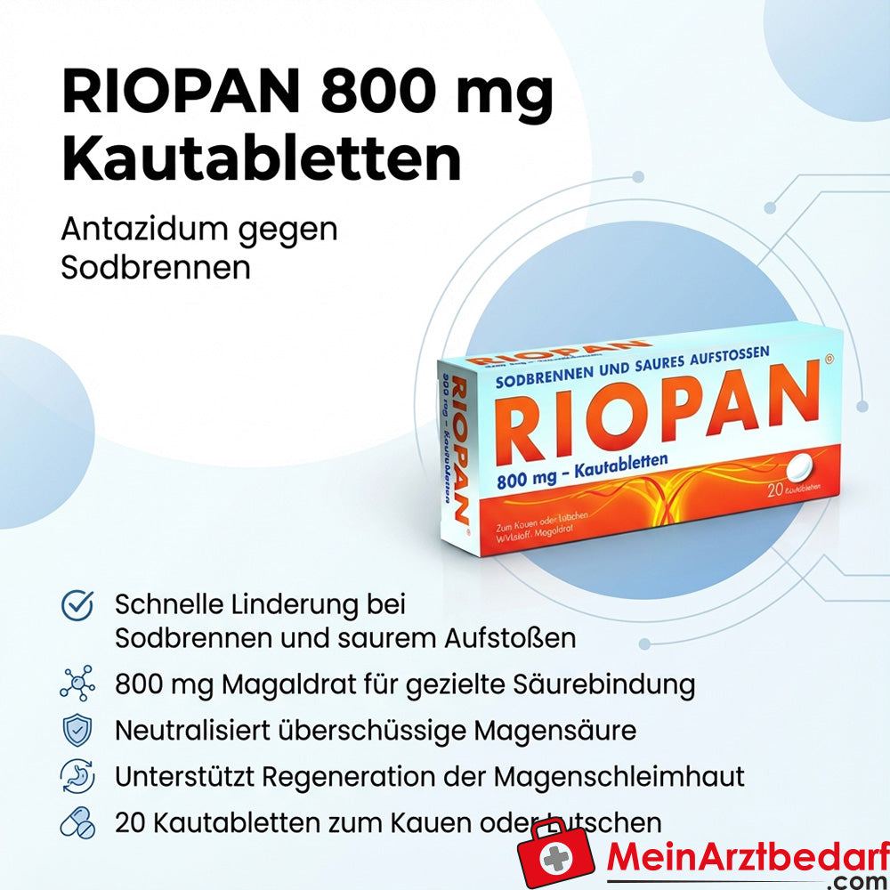Takeda Riopan 800 mg comprimidos masticables 20 uds. Antiácido contra la acidez de estómago