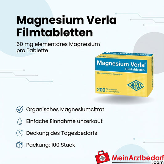 Verla Magnesium Filmomhulde Tabletten 100 Capsules, 60 mg elementair magnesium