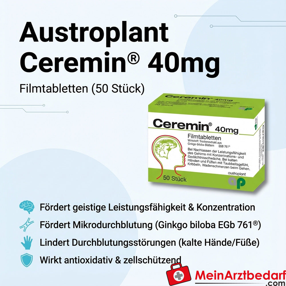 Austroplant Ceremin Filmtabletten 40 mg 50 St Ginkgo für Gehirn und Durchblutung