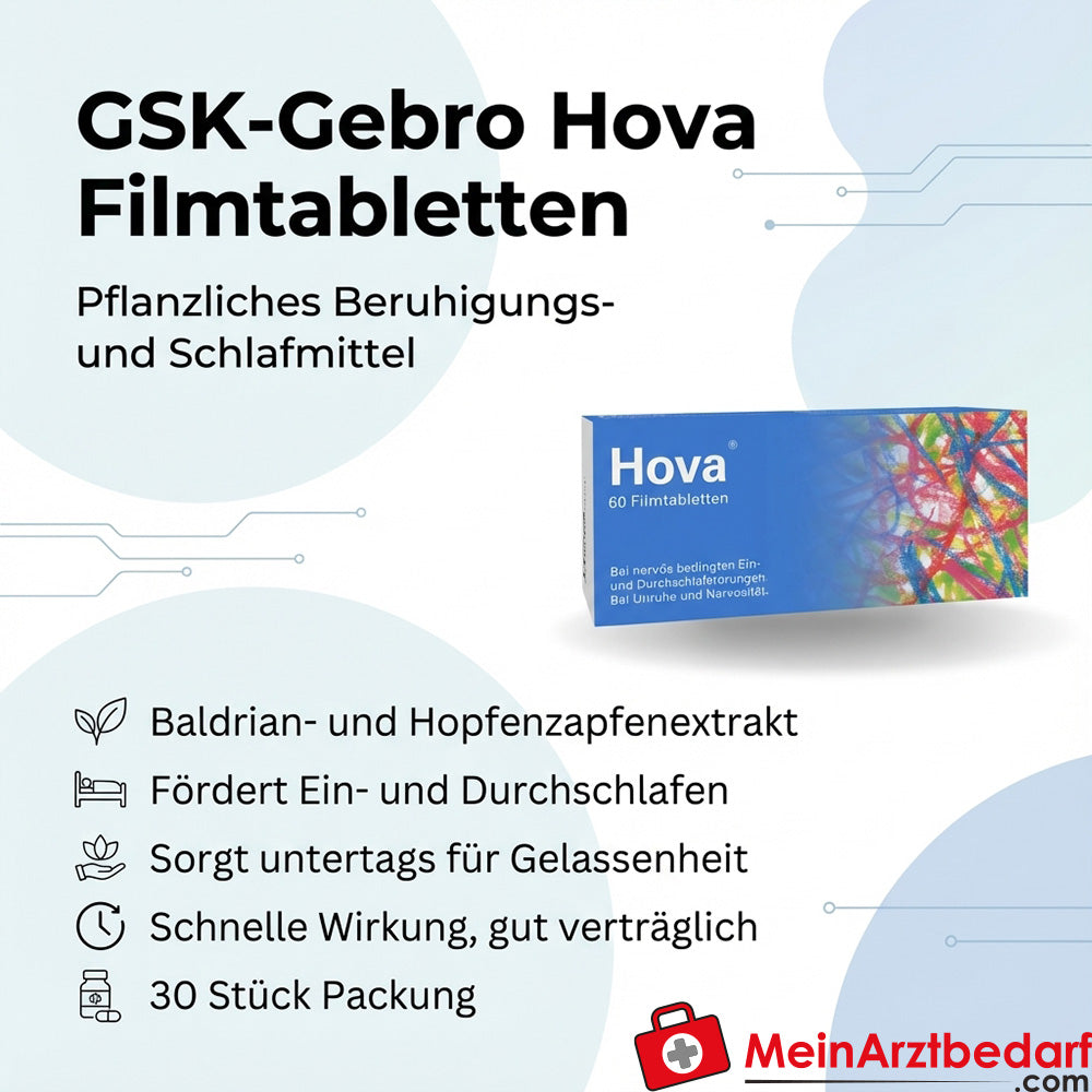 GSK-Gebro Hova compresse rivestite con film 30 pz. sedativo e sonnifero a base di erbe con valeriana e luppolo
