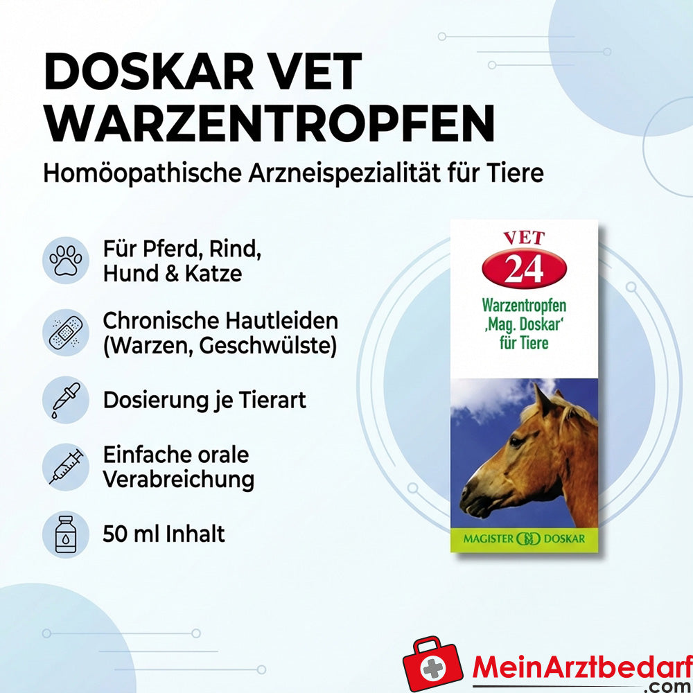 Doskar VET Gocce per verruche 50 ml omeopatico per cavallo bovino cane gatto