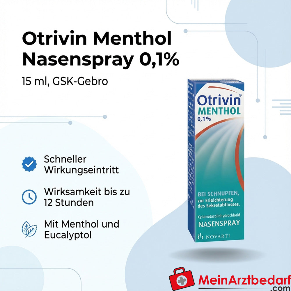 Otrivin Mentol Spray Nasal 0,1% (xilometazolina clorhidrato) 15 ml, hasta 12 horas.