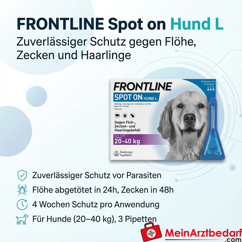 Frontline Spot on dog L 20-40 kg przeciw pchłom i kleszczom, 4 tygodnie ochrony