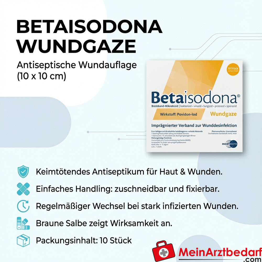 Betaisodona gasa para heridas 10 x 10 cm 10 piezas apósito antiséptico para heridas