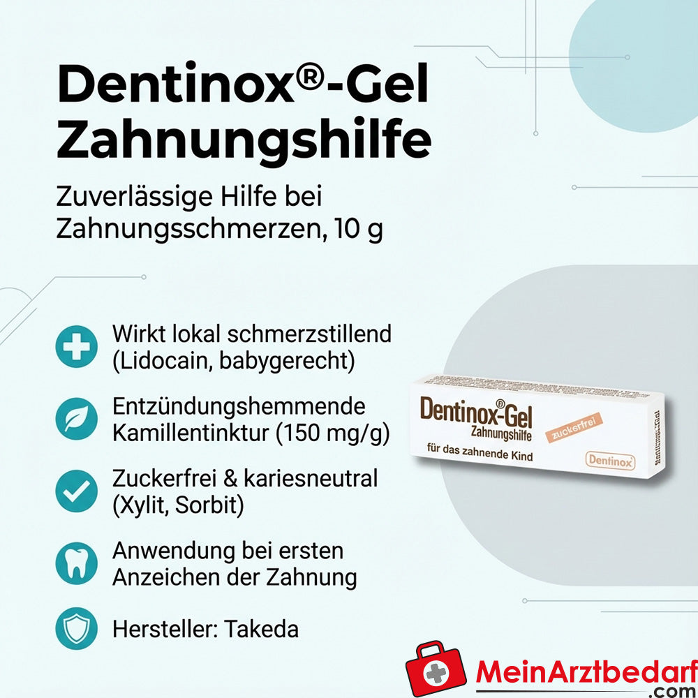 Dentinox gel per la dentizione 10 g con lidocaina e tintura di camomilla, senza zucchero