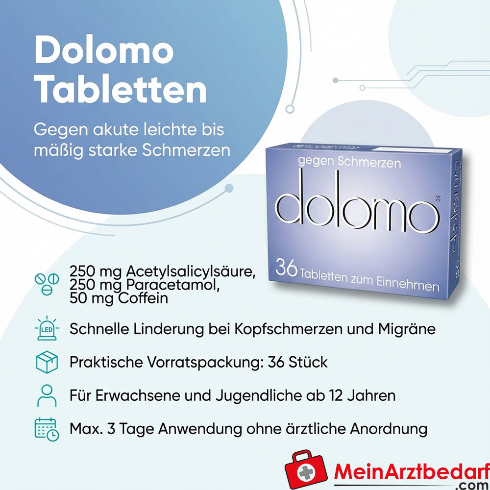 Dolomo tabletten 36 st. 250 mg acetylsalicylzuur / 250 mg paracetamol / 50 mg cafeïne