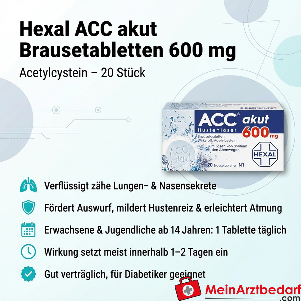 Hexal ACC akut Brausetabletten 600 mg (Acetylcystein) 20 Stück