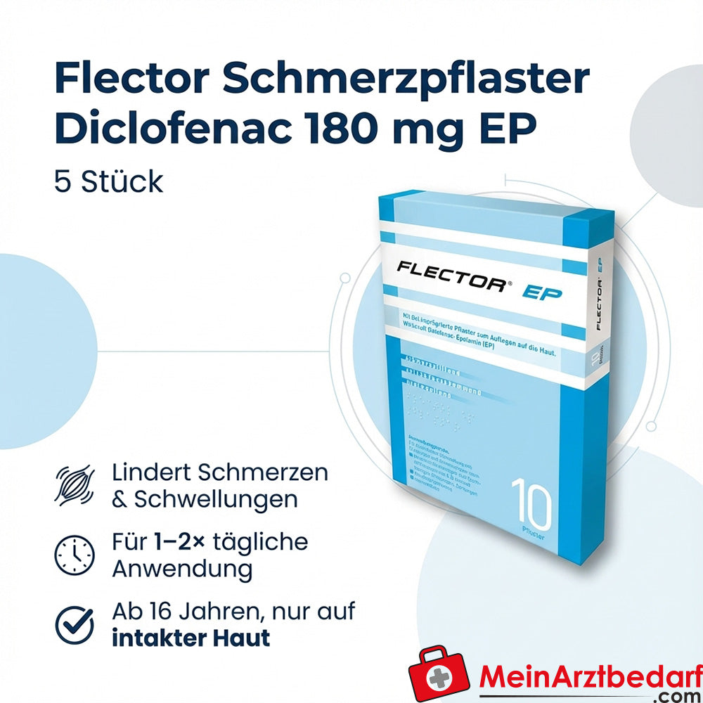 Flector plastry przeciwbólowe Diclofenac 180 mg EP przeciw bólowi i obrzękowi, 5 sztuk