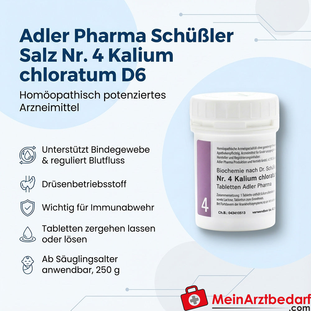Adler Pharma Schüßler Salz Nr. 4 Kalium chloratum D6 Tabletten 250 g