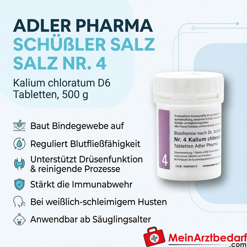 Adler Pharma Schüßler Salz Nr.4 Kalium chloratum D6 Tabletten 500 g