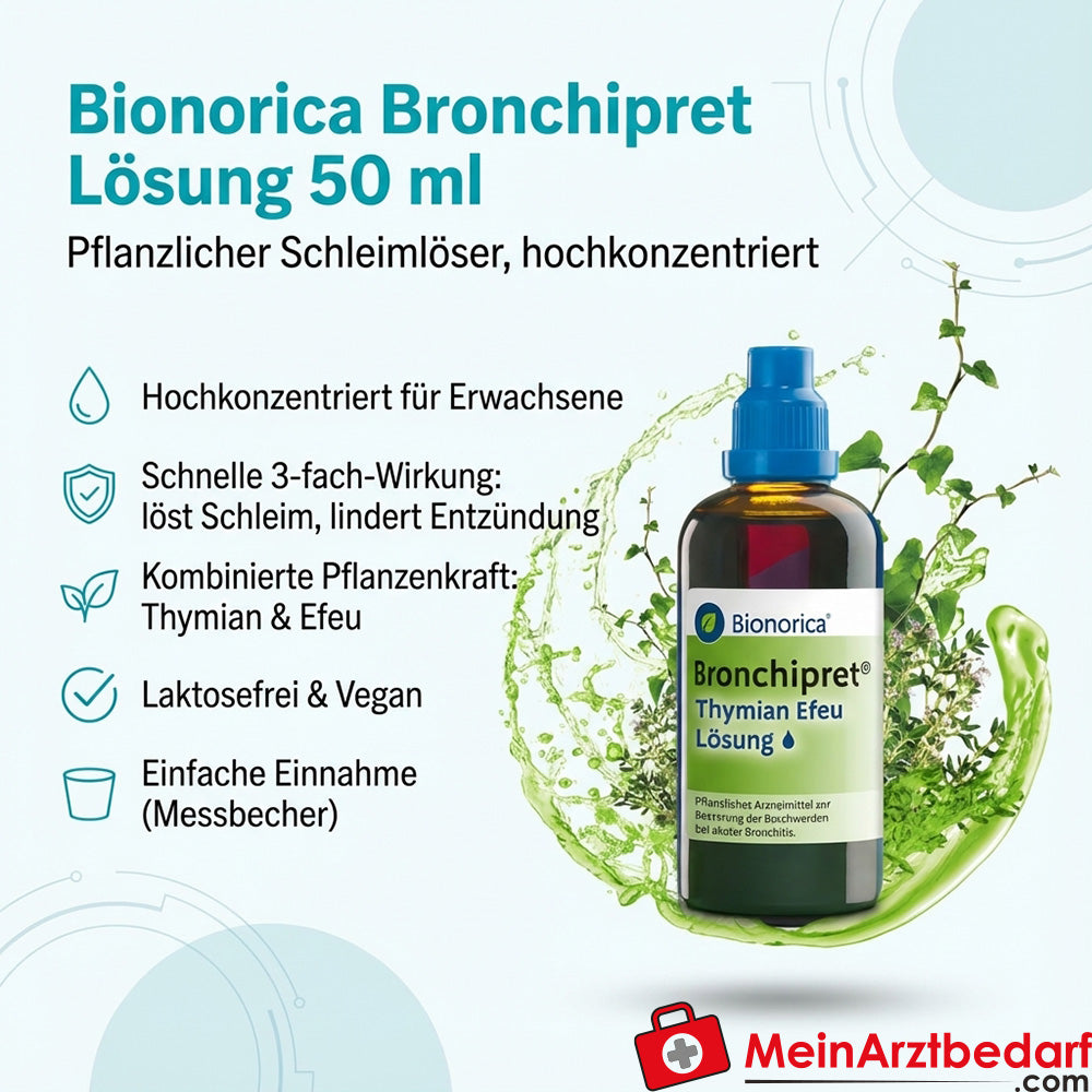 Bionorica Bronchipret solución 50 ml expectorante a base de plantas altamente concentrado para adultos