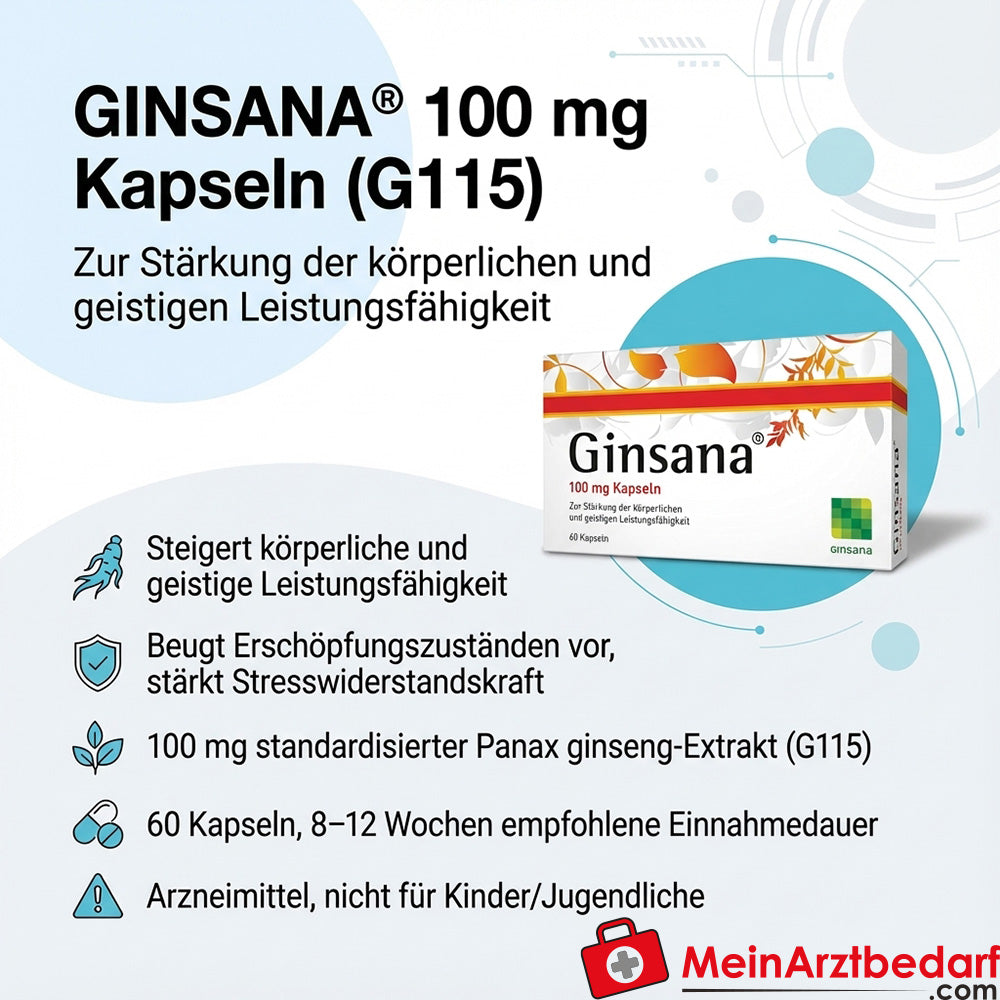 Ginsana 100 mg Ginseng-Kapseln (G115), 60 Stück, leistungssteigernd