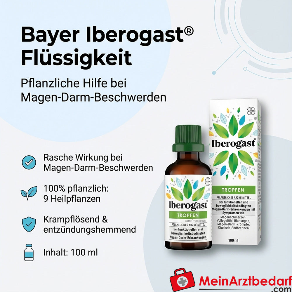 Bayer Iberogast® Flüssigkeit zum Einnehmen 100 ml – pflanzliches Mittel bei Magen-Darm-Beschwerden