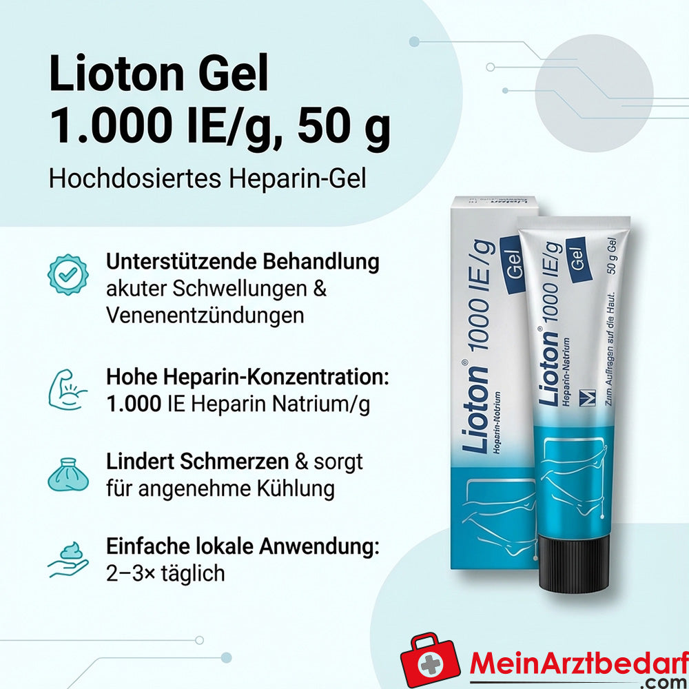 Lioton Gel 1.000 UI/g 50 g heparina para hinchazón y flebitis