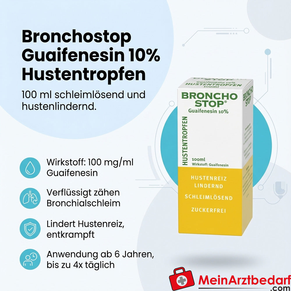 Bronchostop Guaifenesina 10% pastillas para la tos 100 ml expectorante