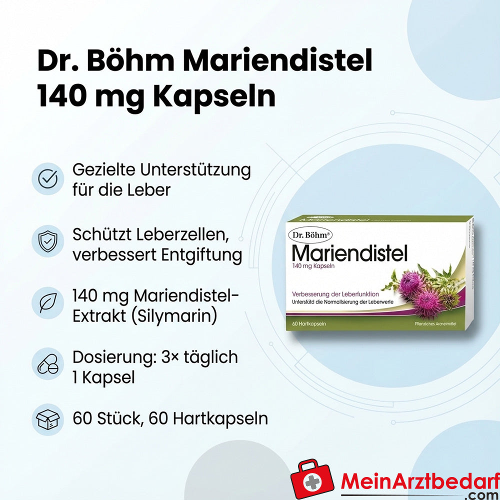 Dr Böhm Cardo mariano 140 mg Cápsulas, 60 Cápsulas - Apoyo hepático