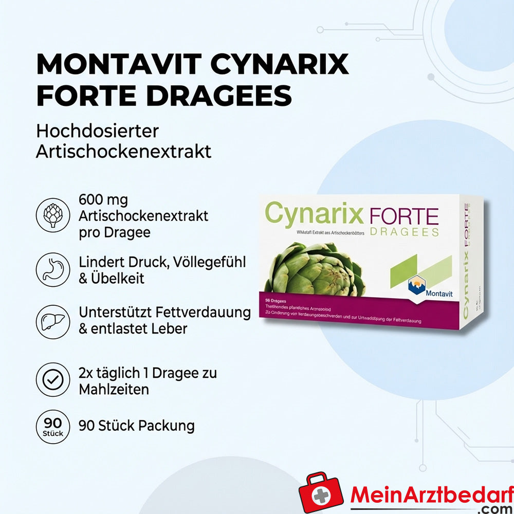Montavit Cynarix forte dragées 90 pièces Extrait d'artichaut 600 mg pour la digestion