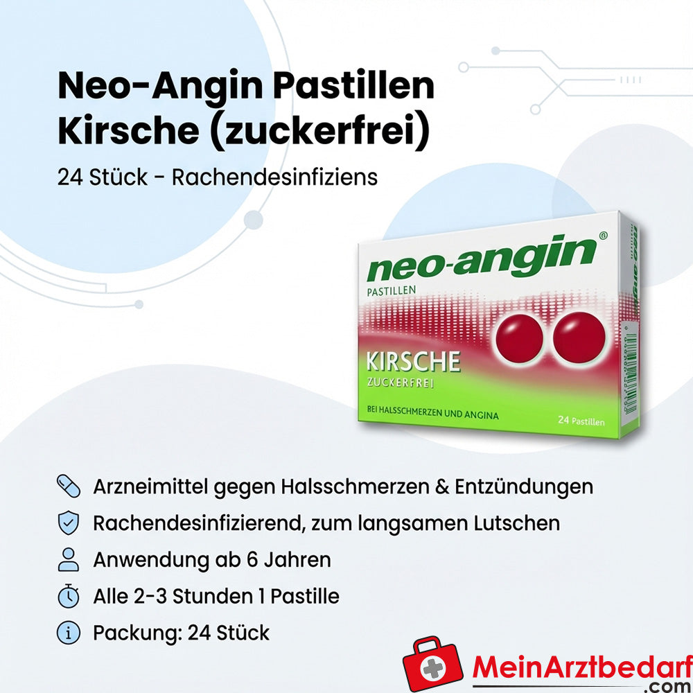 Klosterfrau Neo-Angin Pastilles sans sucre au goût de cerise 24 pièces