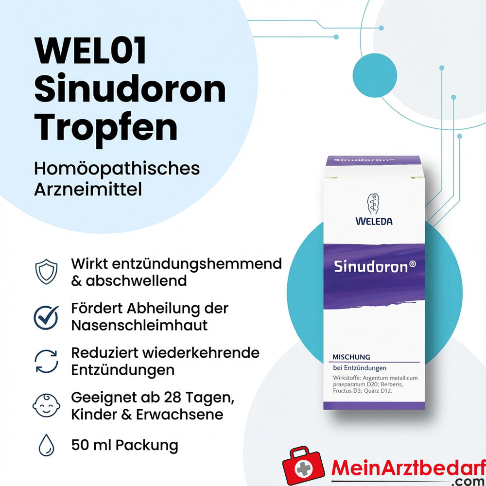 WEL01 Sinudoron Tropfen 50 ml Homöopathie Sinus Nasennebenhöhlen