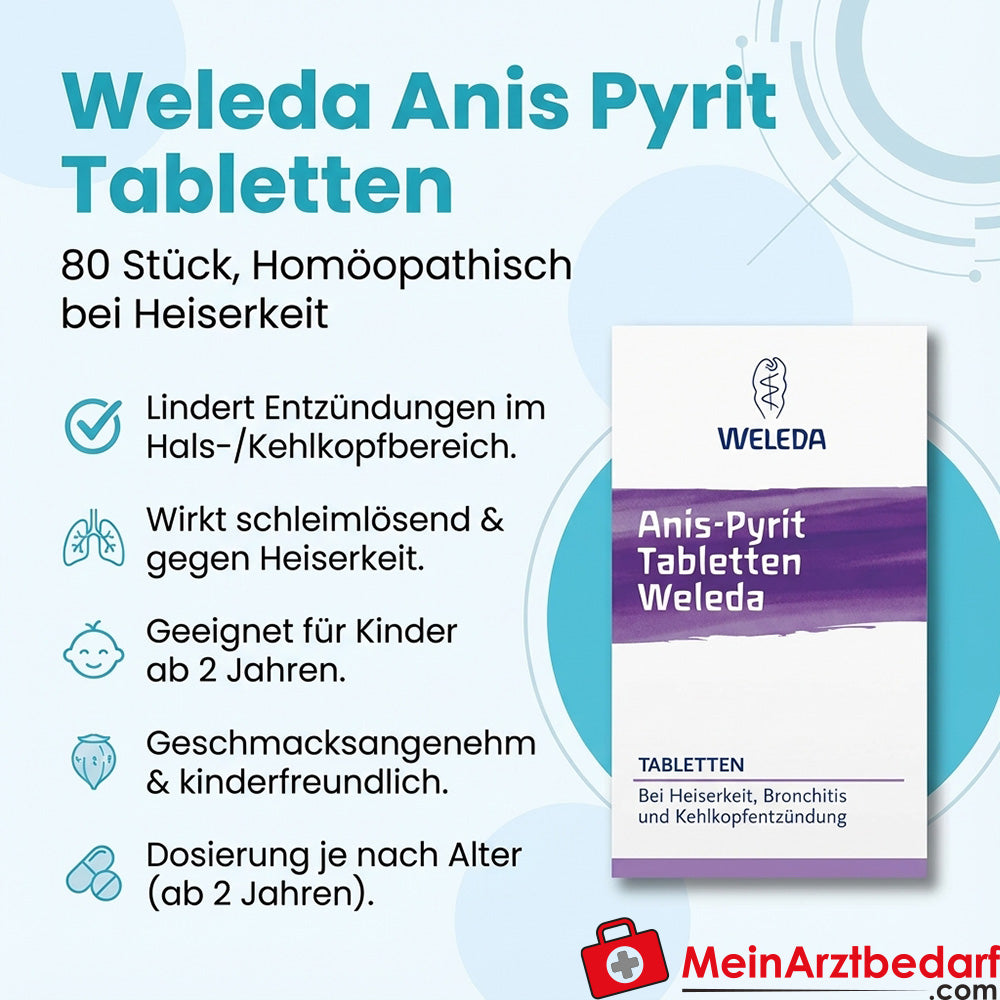 Weleda Anijs Pyriet Tabletten 80 stuks, homeopathisch bij heesheid, slijmoplossend, vanaf 2 jaar