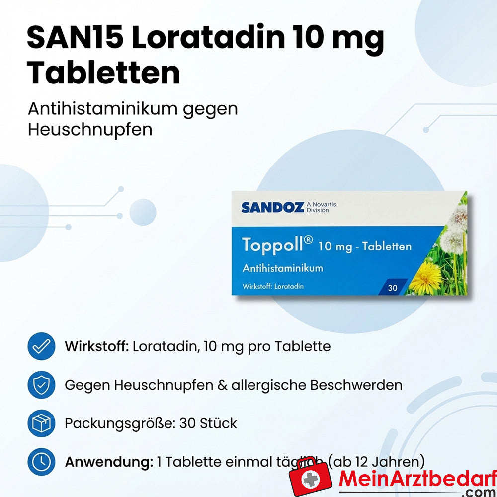 SAN15 Loratadyna 10 mg tabletki 30 szt. Lek przeciwhistaminowy przeciw katarowi siennemu