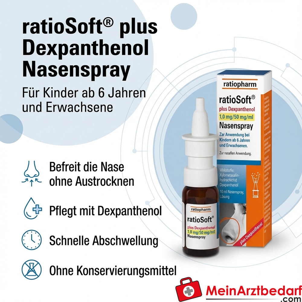 ratiopharm spray nasale xilometazolina 1 mg/ml + dexpantenolo 50 mg/ml, 10 ml