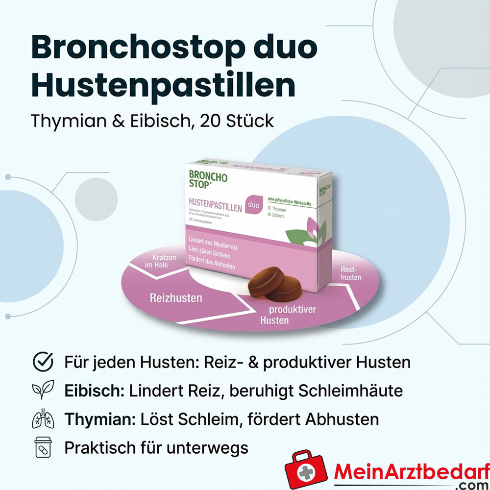 Bronchostop duo Hustenpastillen Thymian und Eibisch 20 Stück ab 4 Jahren