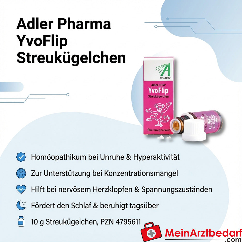 Adler Pharma YvoFlip Streukügelchen 10 g Homöopathikum bei Unruhe